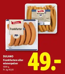 Lidl Dulano Frankfurtere eller wienerpølser tilbud