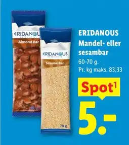 Lidl Eridanous Mandel- eller sesambar tilbud
