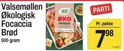 ABC Lavpris Valsemøllen Økologisk Focaccia Brød tilbud