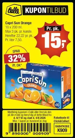 Calle Capri Sun Orange (10 x 200 ml) tilbud