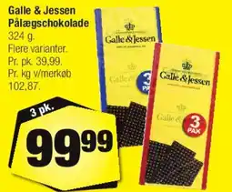 Calle Galle & Jessen Pålægschokolade 3 pk. tilbud