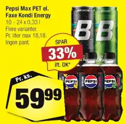 Calle Pepsi Max PET / Faxe Kondi Energy (10-24 x 0,33 l) tilbud