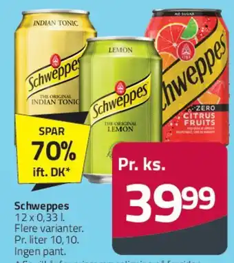 Fleggaard Schweppes (12 x 0,33 l) tilbud