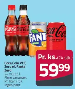 Fleggaard Coca Cola PET / Zero / Fanta (24 x 0,33 l) tilbud