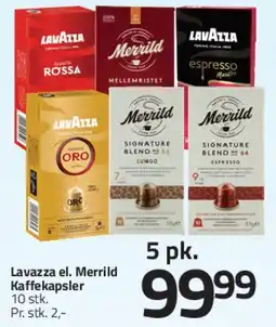 Fleggaard Lavazza / Merrild kaffekapsler (5 pk.) tilbud