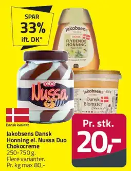 Fleggaard Jakobsens Dansk Honning / Nussa Duo Chokocreme tilbud