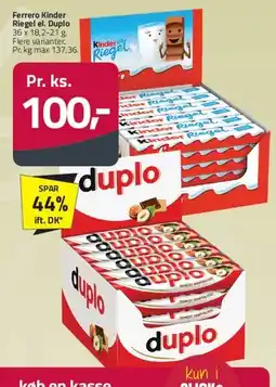 Fleggaard Ferrero Kinder Riegel / Duplo tilbud