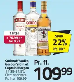 Fleggaard Smirnoff Vodka / Gordon's Gin / Captain Morgan tilbud