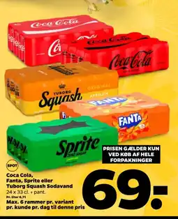 Netto Coca Cola, Fanta, Sprite eller Tuborg Squash Sodavand tilbud