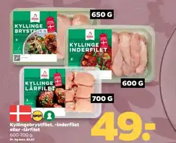 Netto Kyllingebrystfilet, -inderfilet eller -lårfilet tilbud
