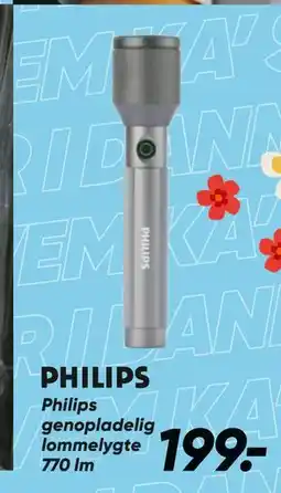 Bilka Philips genopladelig lommelygte tilbud