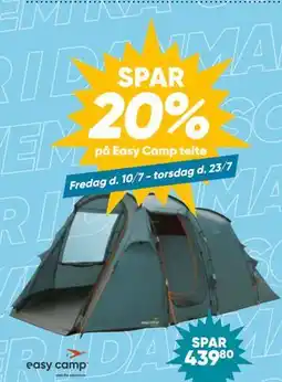 Bilka SPAR 20% på Easy Camp telte tilbud
