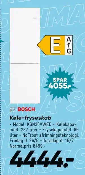 Bilka Køle-fryseskab tilbud