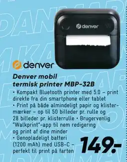 Bilka Denver mobil termisk printer MBP-32B tilbud