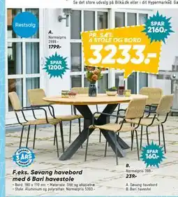 Bilka Søvang havebord med 6 Bari havestole tilbud