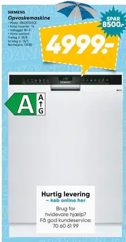 Bilka SIEMENS Opvaskemaskine tilbud