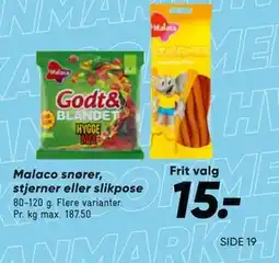Bilka Malaco snører, stjerner eller slikpose tilbud