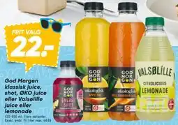 Bilka God Morgen klassisk juice, shot, ØKO juice eller Valsølille juice eller lemonade tilbud