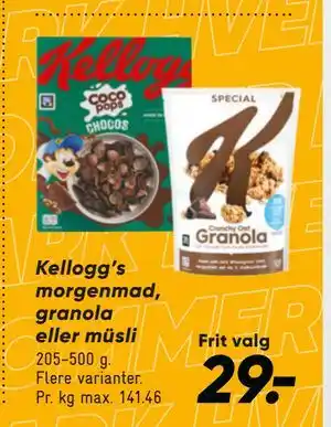 Bilka Kellogg’s morgenmad, granola eller müsli tilbud