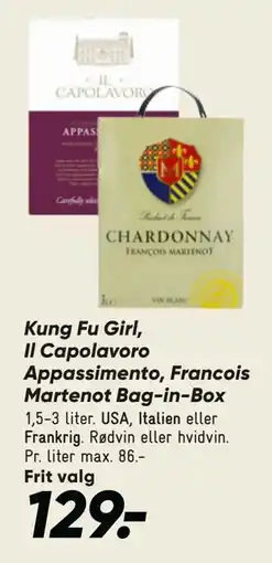 Bilka Kung Fu Girl, Il Capolavoro Appassimento, Francois Martenot Bag-in-Box tilbud