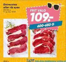 Bilka Entrecotes eller rib eyes tilbud