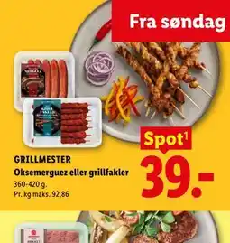 Lidl GRILLMESTER Oksemerguez eller grillfakler tilbud
