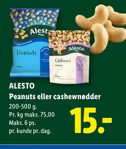 Lidl ALESTO Peanuts eller cashewnødder tilbud