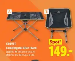 Lidl CRIVIT Campingstol eller -bord tilbud