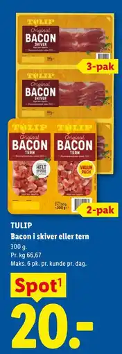 Lidl TULIP Bacon i skiver eller tern tilbud