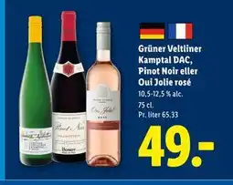 Lidl Grüner Veltliner Kamptal DAC, Pinot Noir eller Oui Jolie rosé tilbud