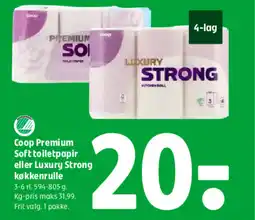 Coop 365 Coop Premium Soft toiletpapir eller Luxury Strong køkkenrulle tilbud