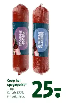 Coop 365 Coop hel spegepølse* tilbud