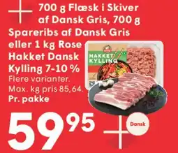 SPAR Flæsk i skiver / Spareribs / Hakket dansk kylling tilbud