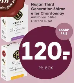 SPAR Nugan Third Generation Shiraz eller Chardonnay tilbud