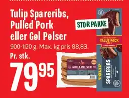 Min Købmand Tulip Spareribs, Pulled Pork eller Gel Pølser tilbud