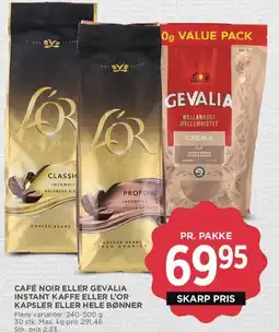 MENY Café Noir / Gevalia / L'OR - kaffe (pr. pakke) tilbud