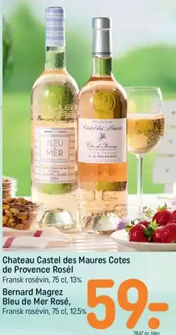 REMA 1000 Chateau Castel des Maures Cotes de Provence Rosé / Bernard Magrez Bleu de Mer Rosé tilbud