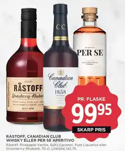 MENY Råstoff, Canadian Club Whisky eller Per Se Aperitivo tilbud