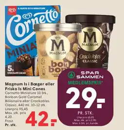 SPAR Magnum is i bæger eller Frisko / Cornetto Mini Cones tilbud