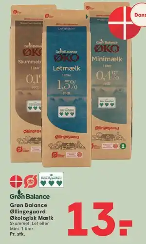 SPAR Grøn Balance Øllingegaard Økologisk Mælk tilbud