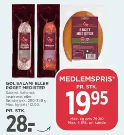 MENY Gøl salami eller røget medister tilbud
