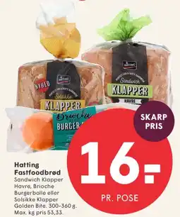 SPAR Hatting Fastfoodbrød / Sandwich Klapper tilbud