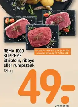 REMA 1000 Striploin, ribeye eller rumpsteak tilbud