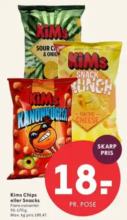 SPAR Kims Chips eller Snacks tilbud