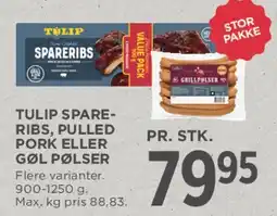 MENY Tulip spareribs, pulled pork eller pølser tilbud