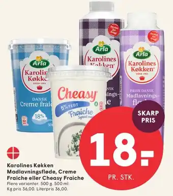 SPAR Karolines Køkken Madlavningsfløde / Creme Fraiche / Cheasy Fraiche tilbud