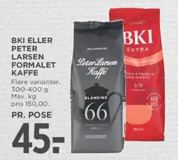 MENY BKI eller Peter Larsen formalet kaffe (pr. pose) tilbud