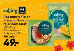 Bilka Rødspættefileter / lakseportioner / rejer / torsk tilbud