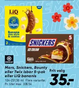 Bilka Mars, Snickers, Bounty eller Twix isbar 5-pak tilbud