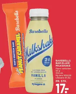 MENY Barebells bar eller milkshake tilbud